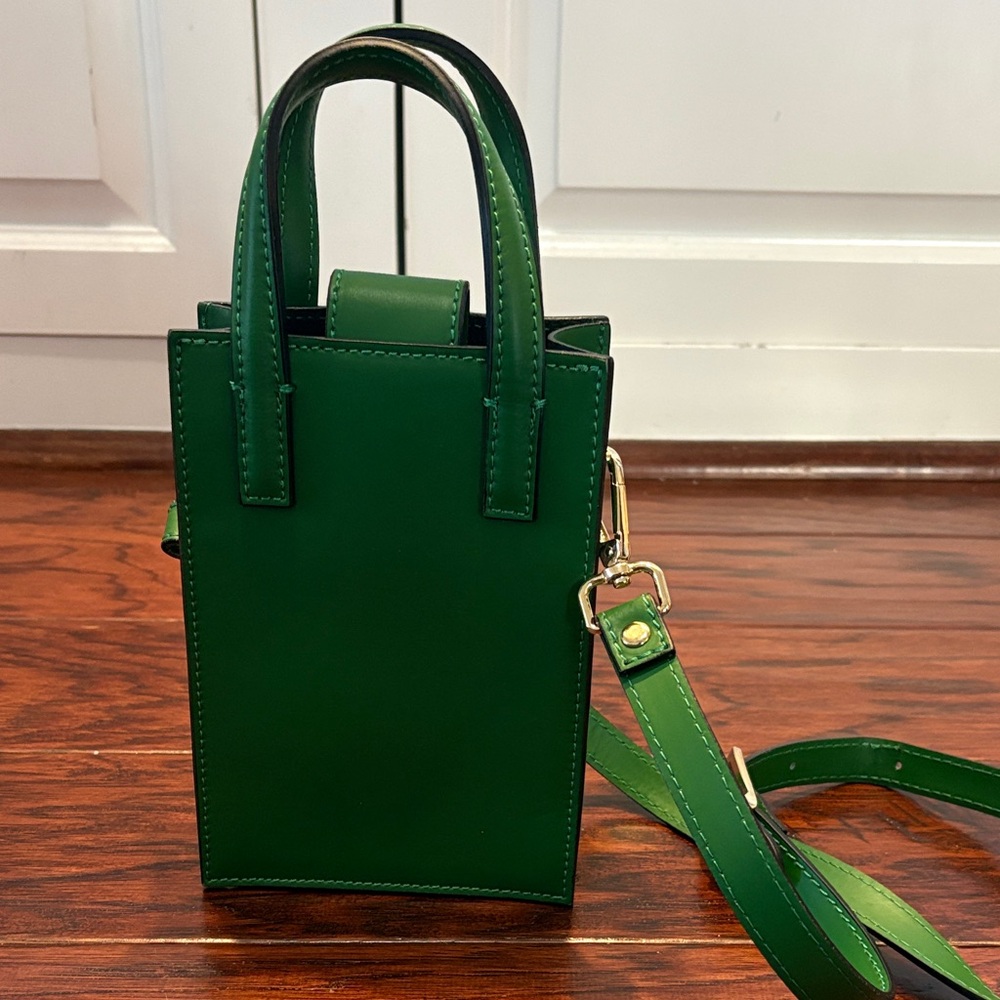 Green Leather Italian Mini Tote Crossbody Bag - Picture 2 of 4